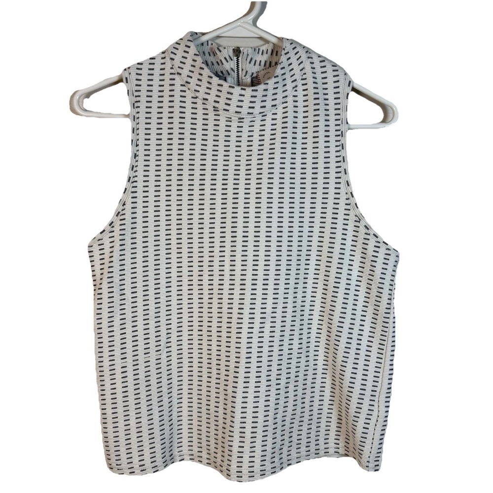 Anthropologie Mock Neck Tank Top Womens Small White Sleeveless Minimalist Preppy